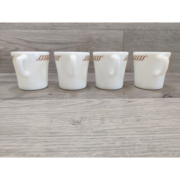 Set of 4 Vintage Pyrex Regency Gold Scroll Coffee Mugs D-Handle Milk Glass 709 - Picture 2 of 9